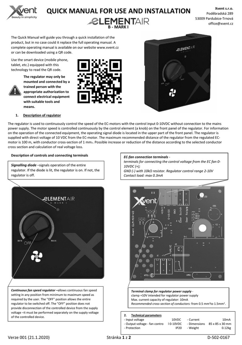 Xvent eLEMENTAIR B-MARK I Quick manual
