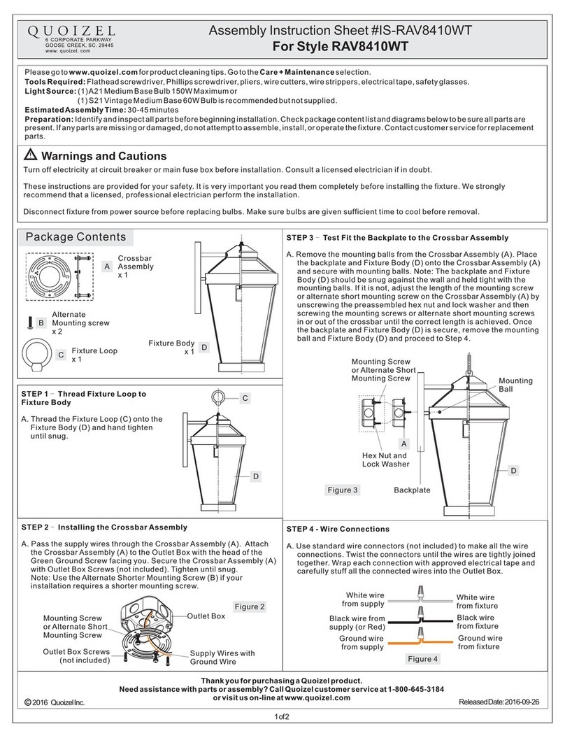 Quoizel RAV8410WT Assembly instruction sheet