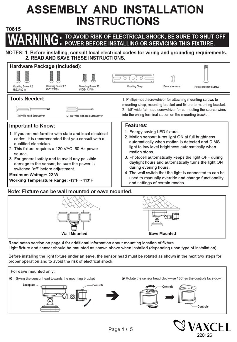 Vaxcel Theta 3 Light LED Instruction manual