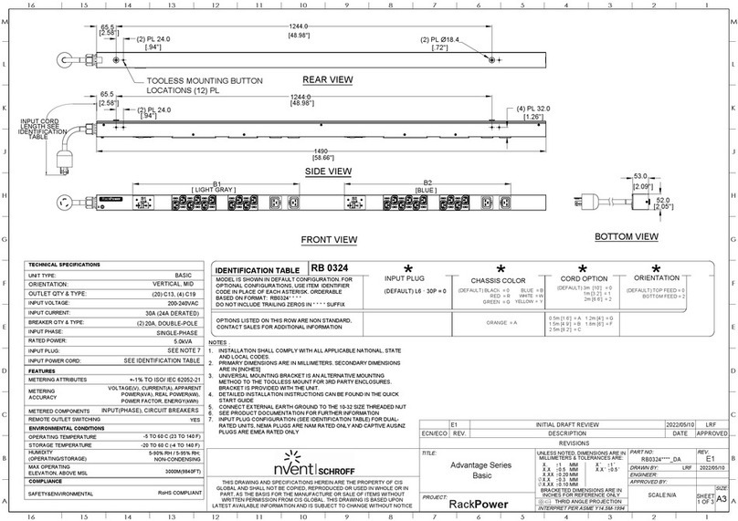 nVent SCHROFF RackPower EP01024-0013 Assembly Diagram