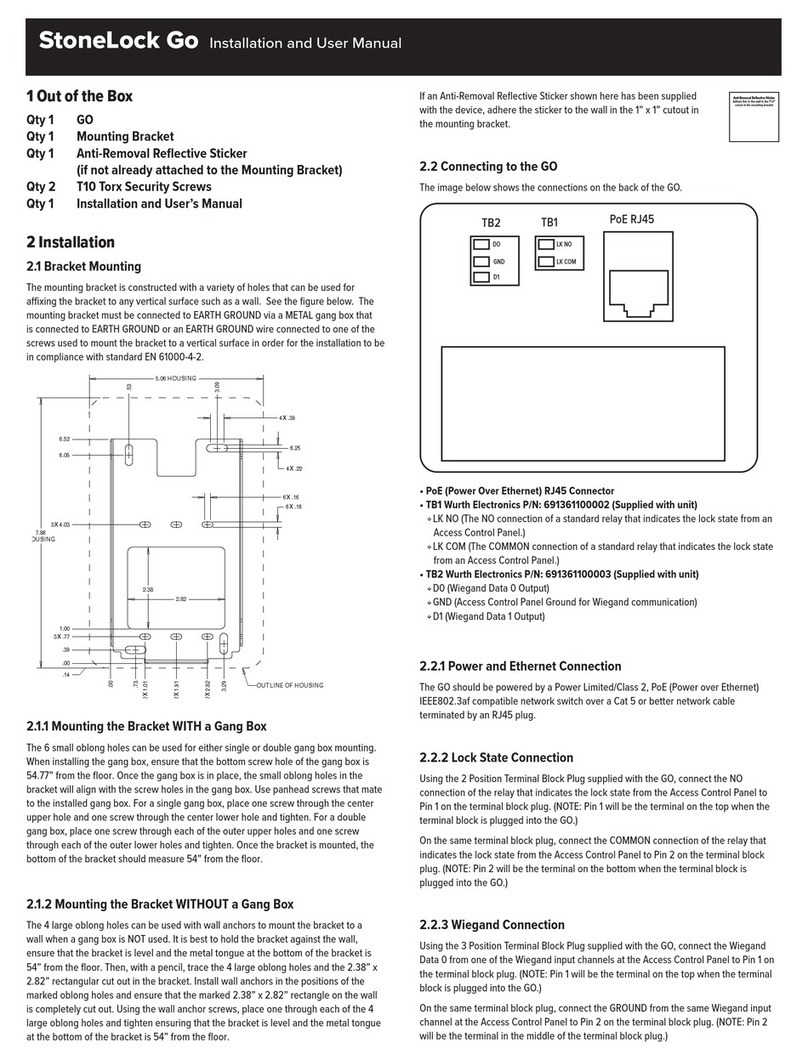 StoneLock GO Installation and user manual