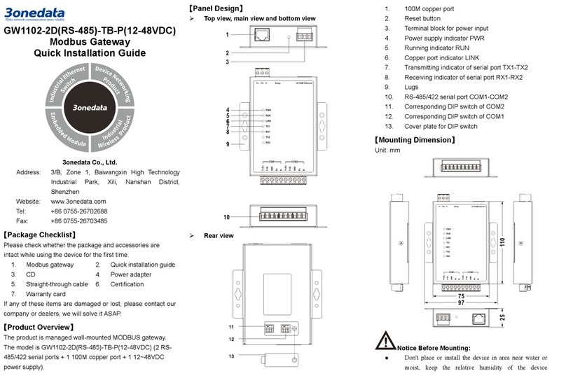 3One data GW1102-2DRS-485-TB-P Quick installation guide