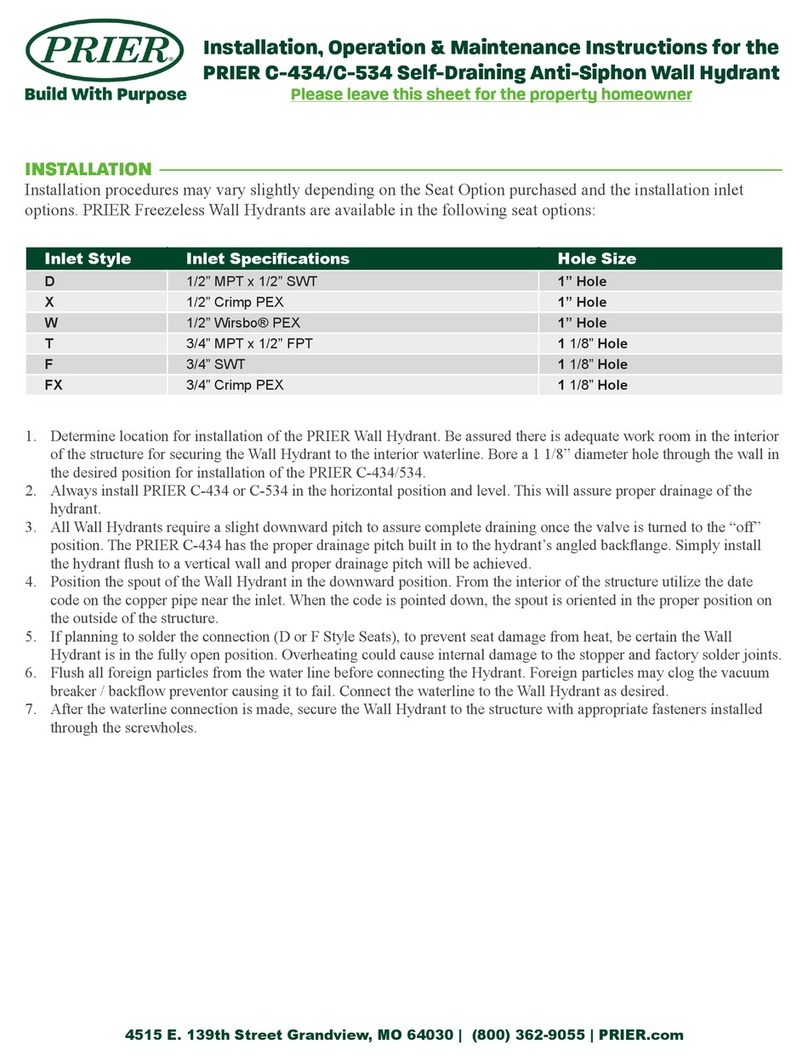 Prier C-434 Installation, operation & maintenance instructions