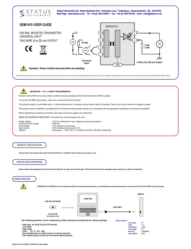 Status Instruments SEM1610 User manual