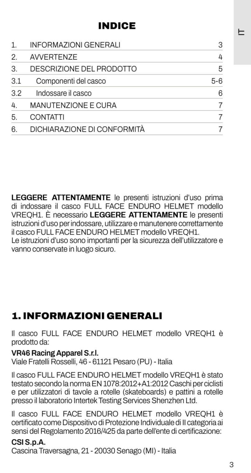 VR46 VREQH1 user manual