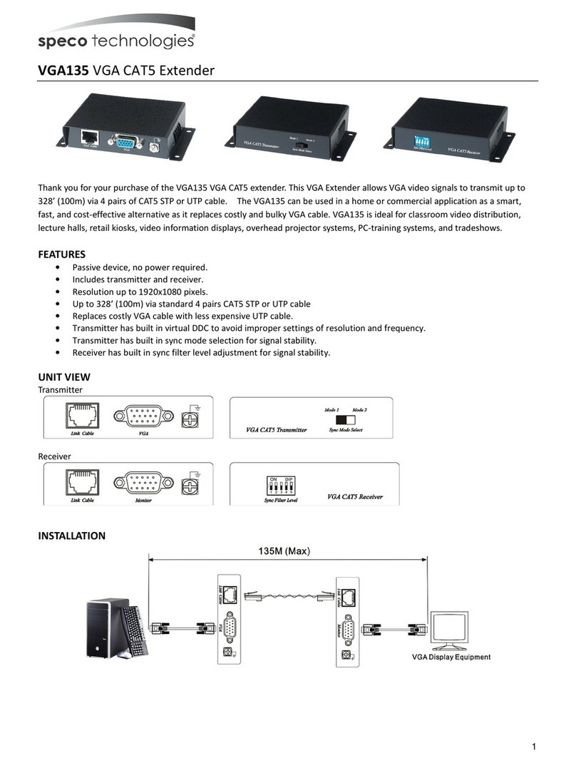 Speco VGA135 quick start guide