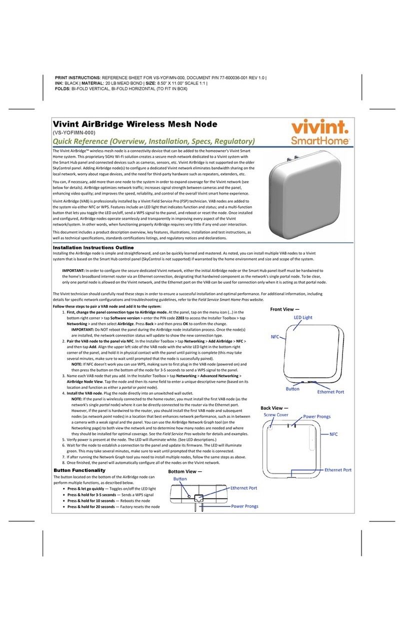 Vivint AirBridge VS-YOFIMN-000 quick reference