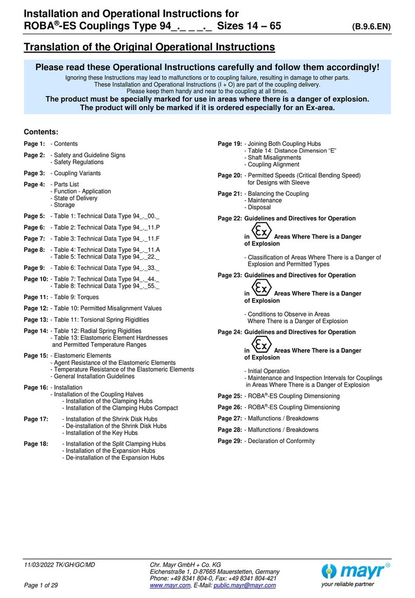Mayr ROBA-ES 94 Series Quick start guide