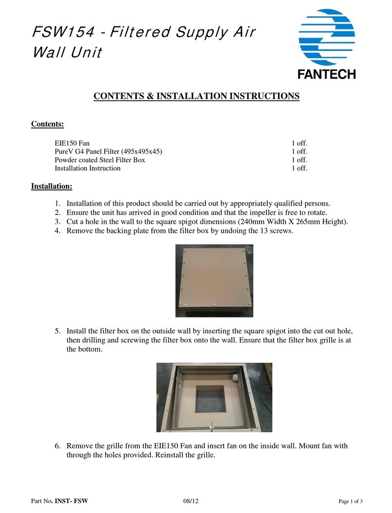 Fantech FSW154 CONTENTS & INSTALLATION INSTRUCTIONS Fantech FSW154 CONTENTS & INSTALLATION INSTRUCTIONS