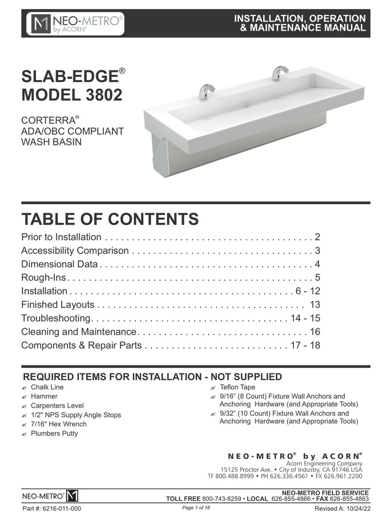 Acorn NEO-METRO SLAB-EDGE 3802 Instruction manual