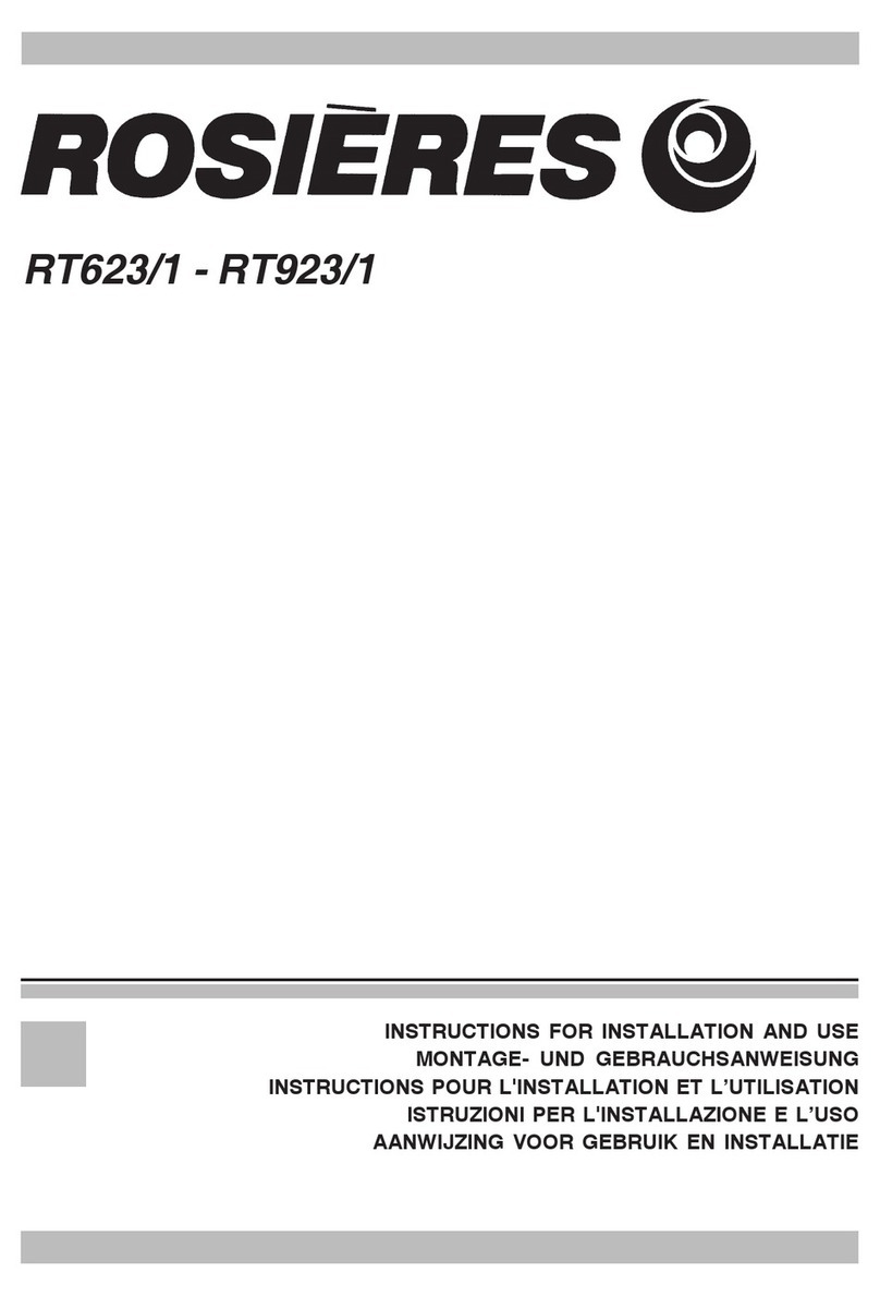 ROSIERES RT623/1 Instructions for installation and use ROSIERES RT623/1 Instructions for installation and use