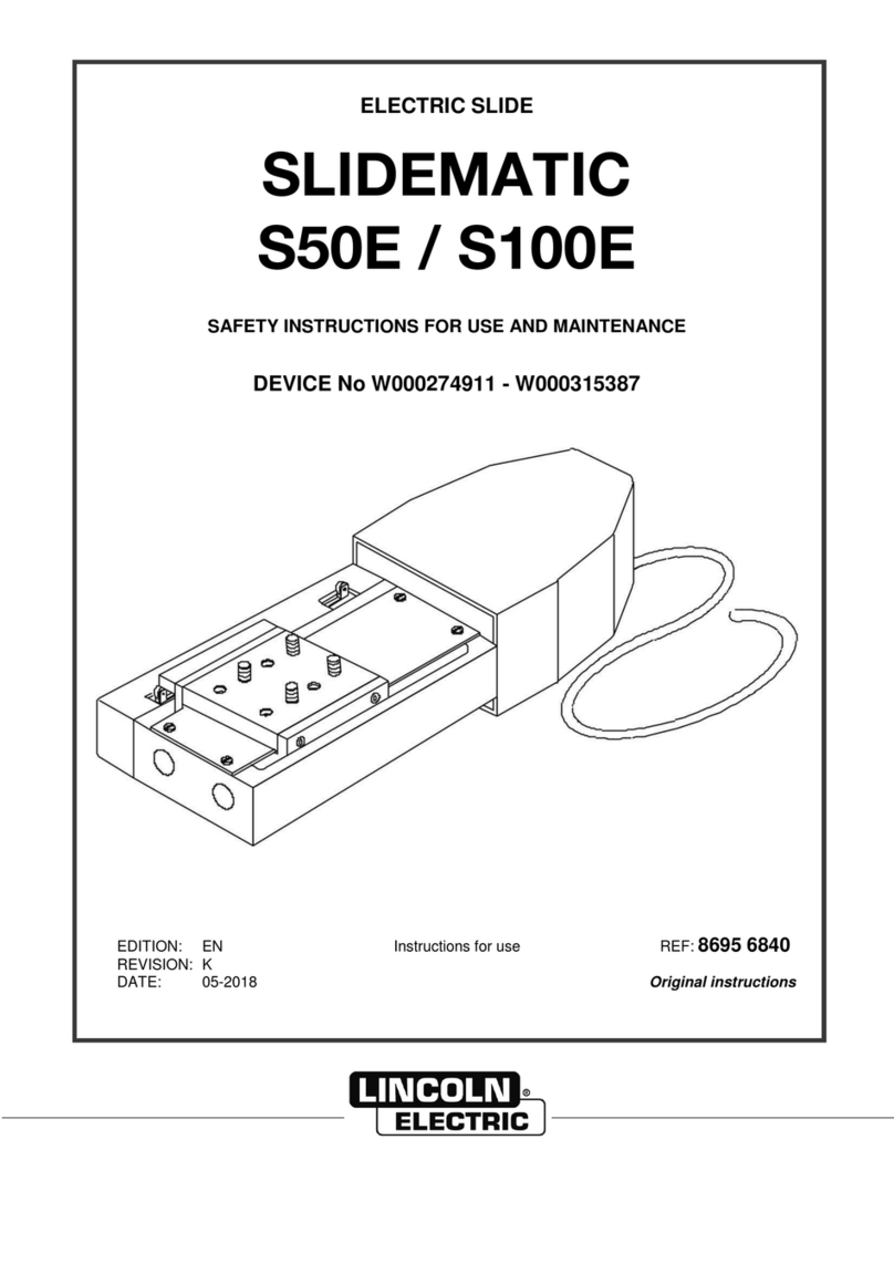 Lincoln Electric SLIDEMATIC S50E Safety instruction for use and maintenance Lincoln Electric SLIDEMATIC S50E Safety instruction for use and maintenance