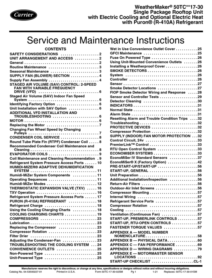 Carrier WeatherMaker 50TC 17-30 Series Installation and user guide