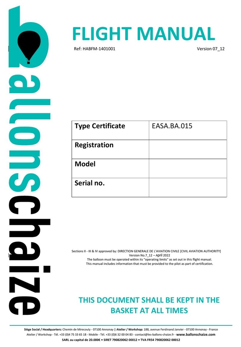 Ballons CHAIZE JZX 18F12 Flight manual Ballons CHAIZE JZX 18F12 Flight manual