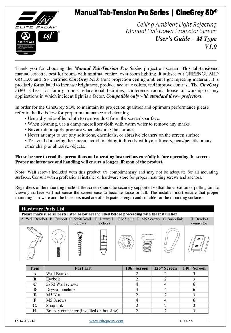 EliteProAV Tab-Tension Pro Series User manual