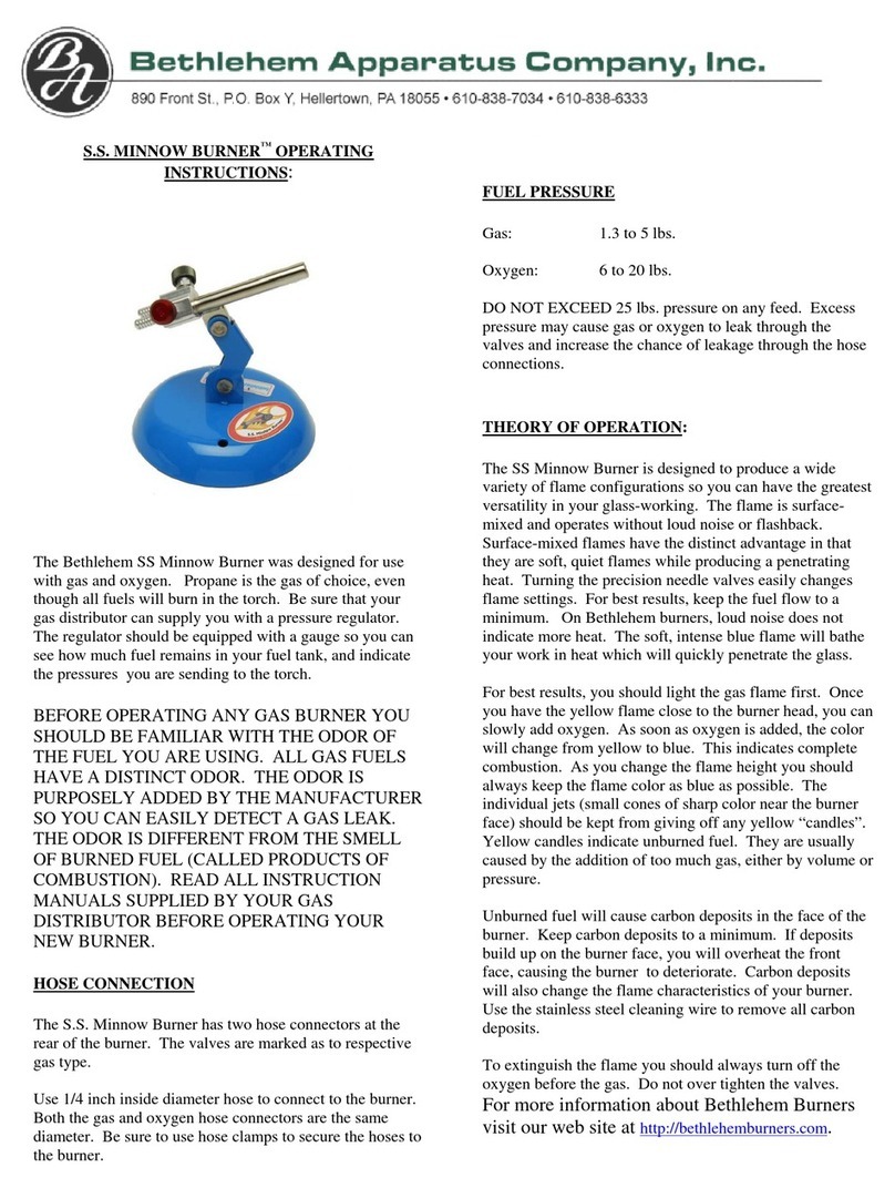 BETHLEHEM S.S. MINNOW BURNER operating instructions BETHLEHEM S.S. MINNOW BURNER operating instructions
