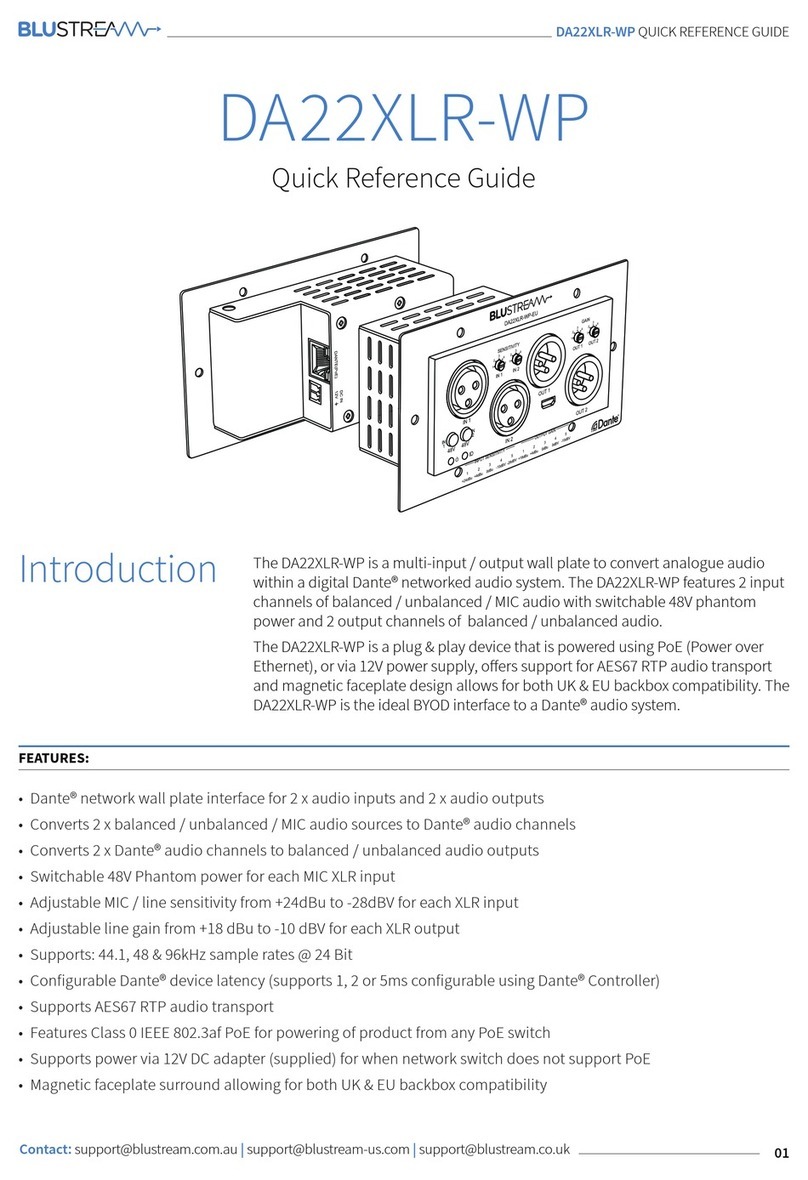 Blu Stream DA22XLR-WP Quick reference guide