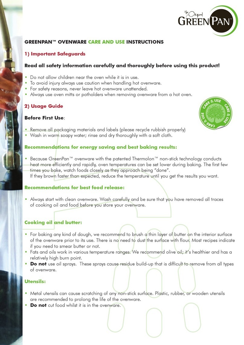 GreenPan OVENWARE Care and use instructions