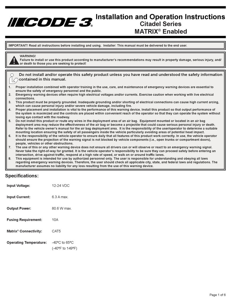 Code 3 Citadel Series Owner's manual