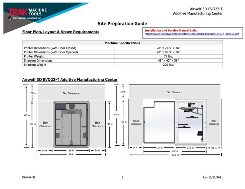 Trak Machine Tools Airwolf 3D EVO22-T Site preparation guide