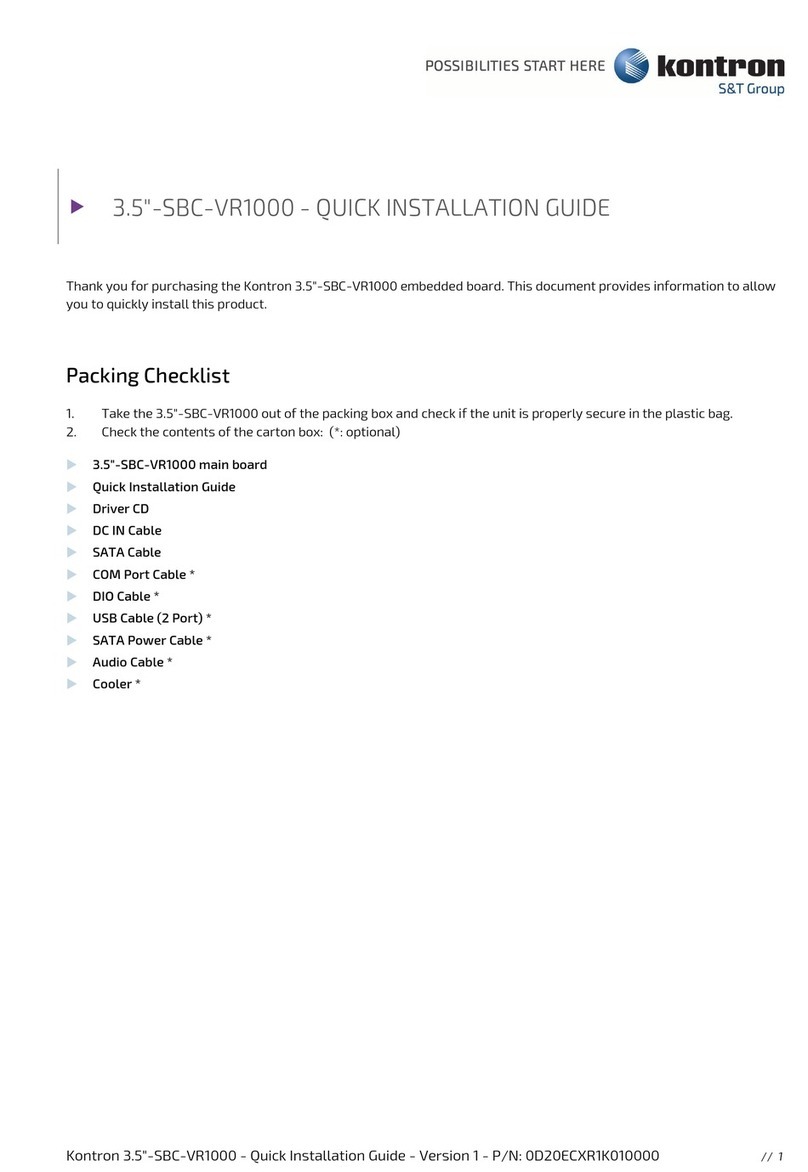Kontron 3.5"-SBC-VR1000 Quick installation guide