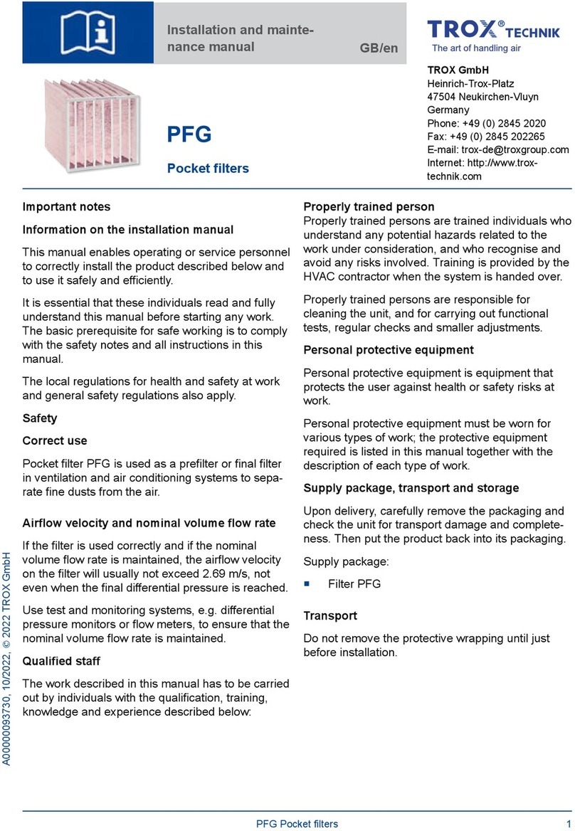 Trox Technik PFG Series Installation and maintenance manual