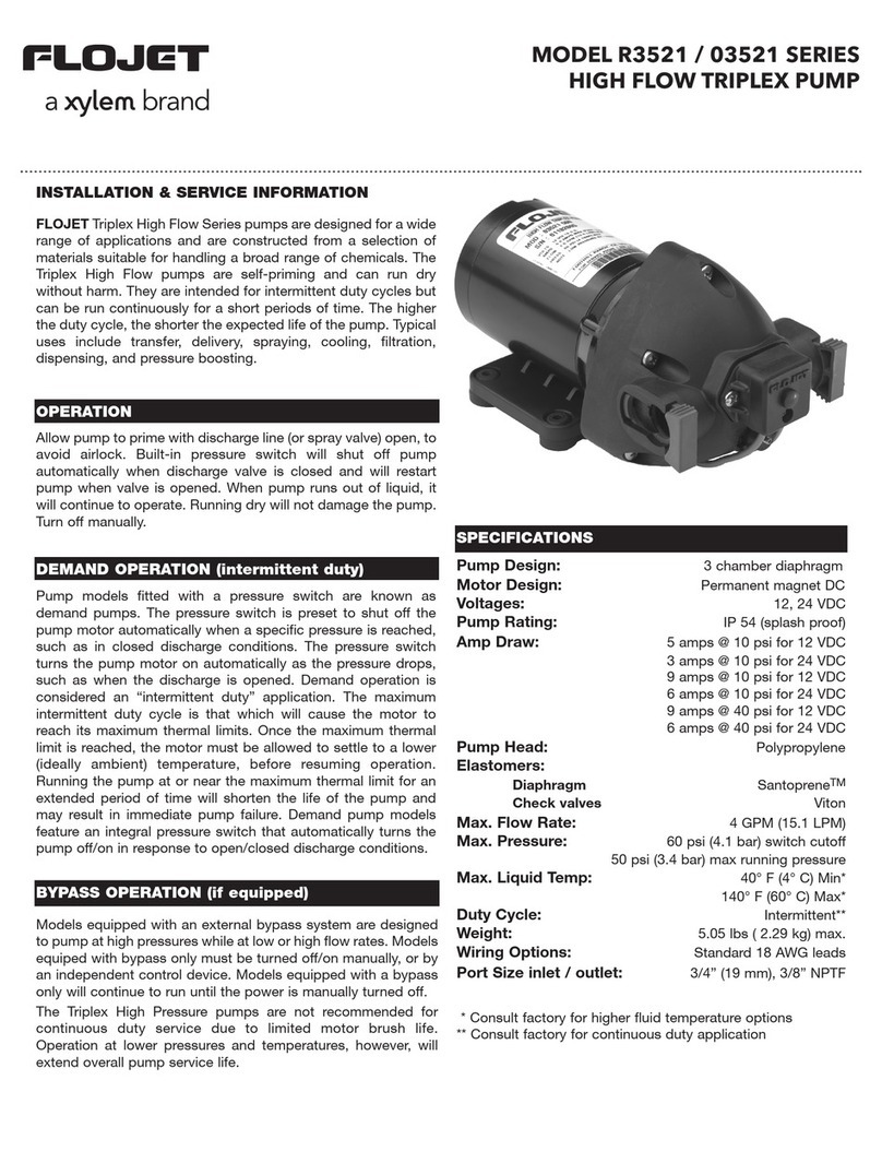 Xylem FLOJET R3521/03521 Series Operating and installation instructions Xylem FLOJET R3521/03521 Series Operating and installation instructions