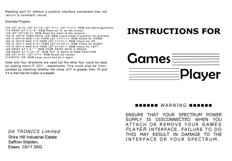 dk'tronics Games Player Instructions for use