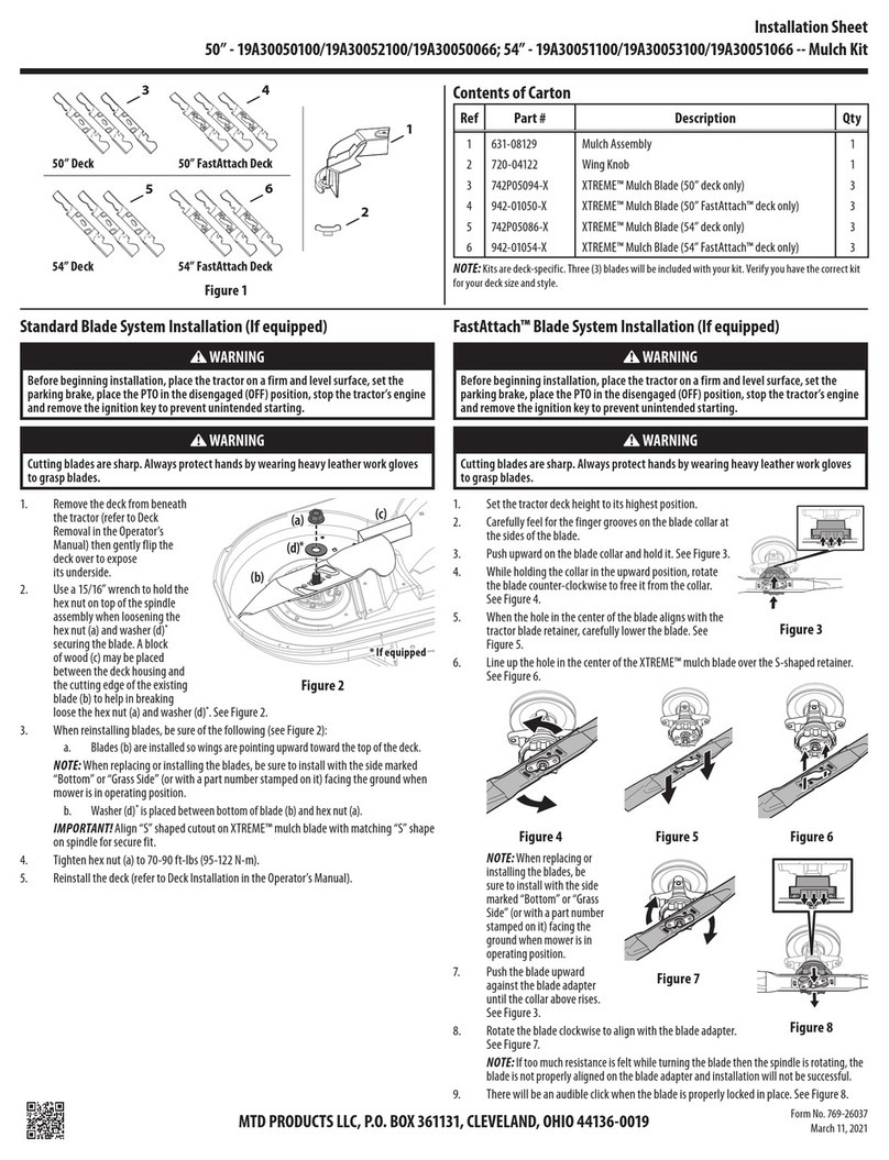 MTD 19A30050100 Installation sheet
