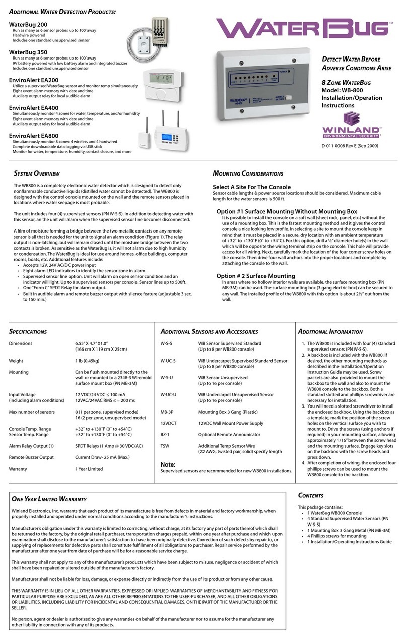 Winland WaterBug WB-800 Installation & operation instructions Winland WaterBug WB-800 Installation & operation instructions