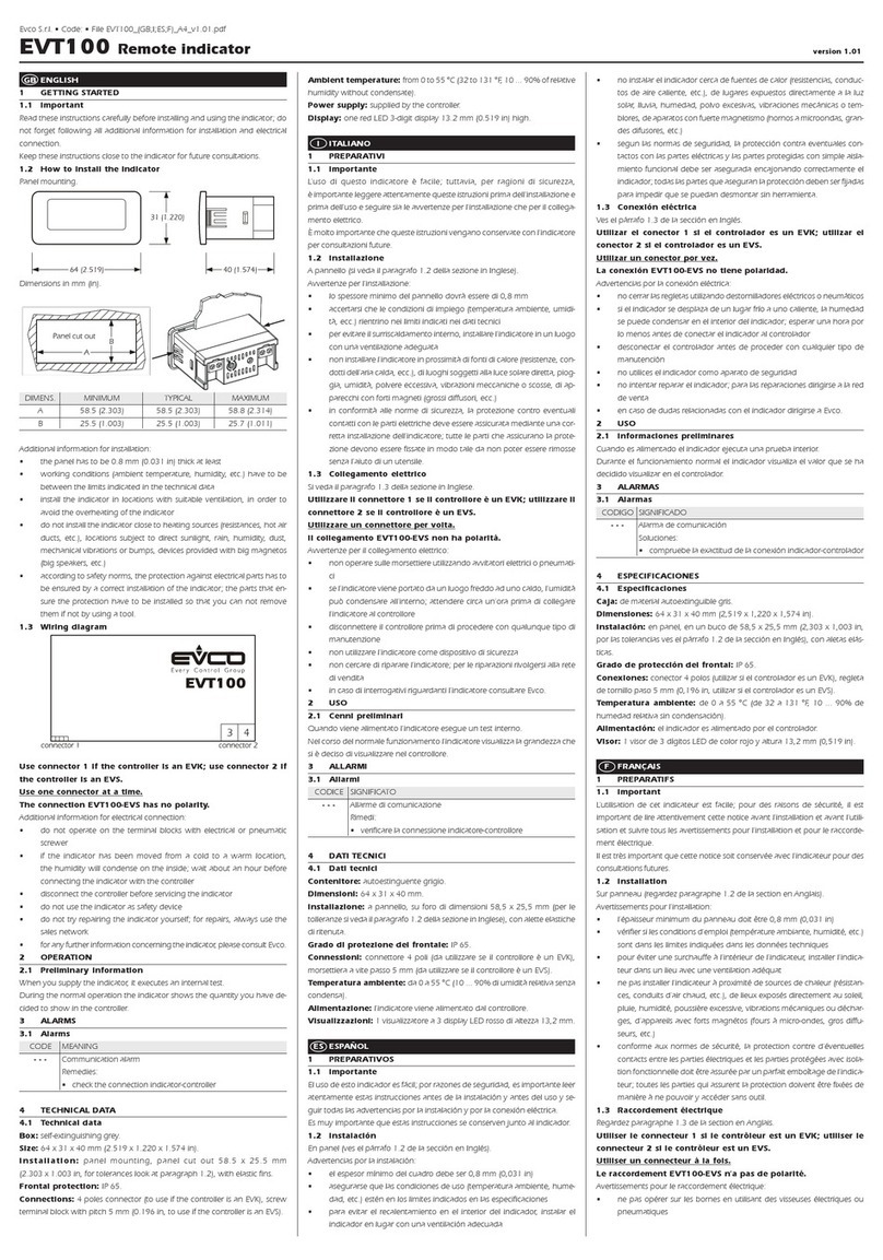 Evco EVT100 instructions