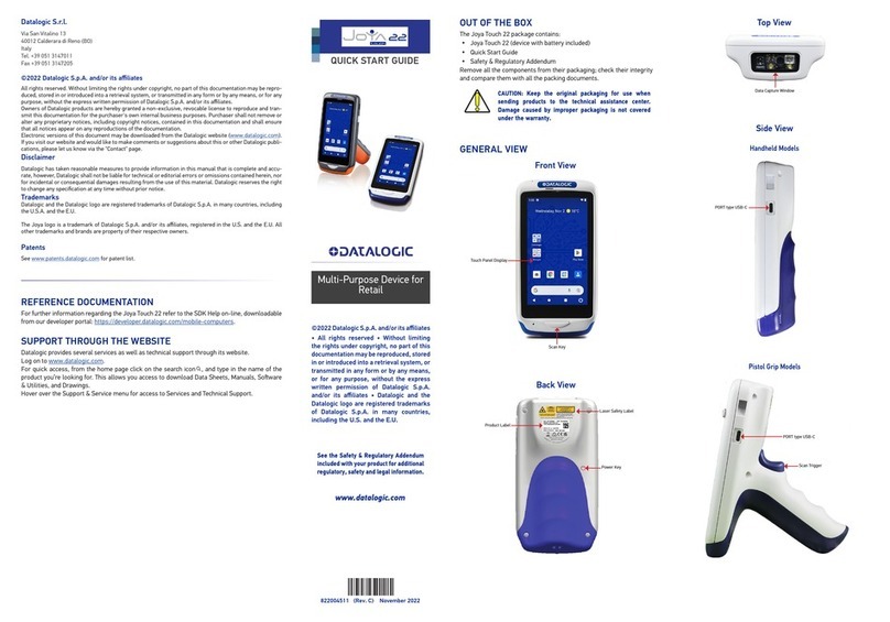 Datalogic Joya Touch 22 quick start guide
