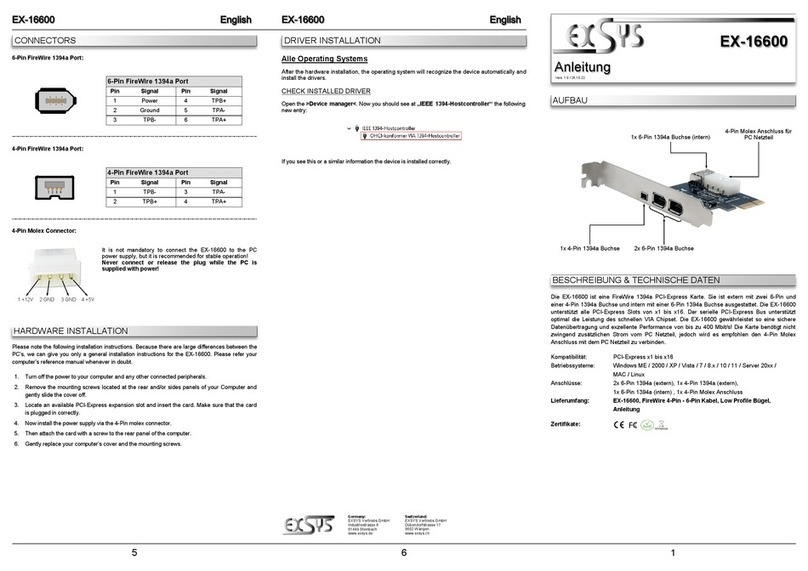 Exsys EX-16600 User manual