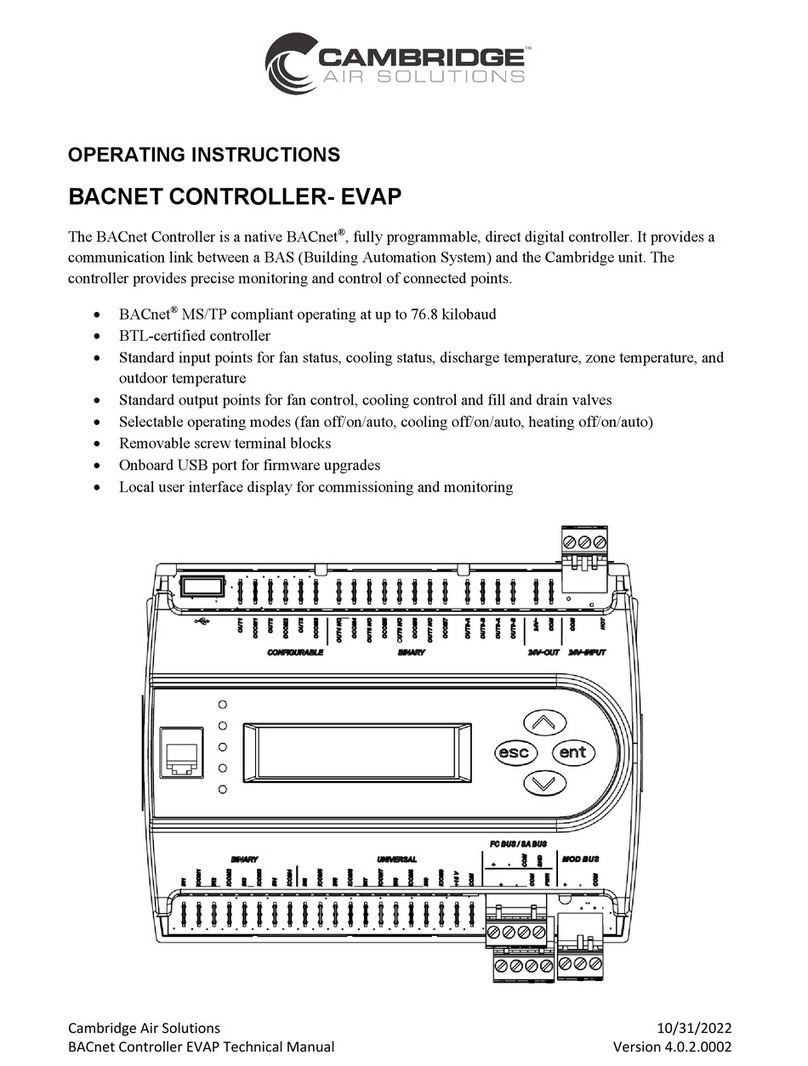 Cambridge Air Solutions BACNET EVAP operating instructions