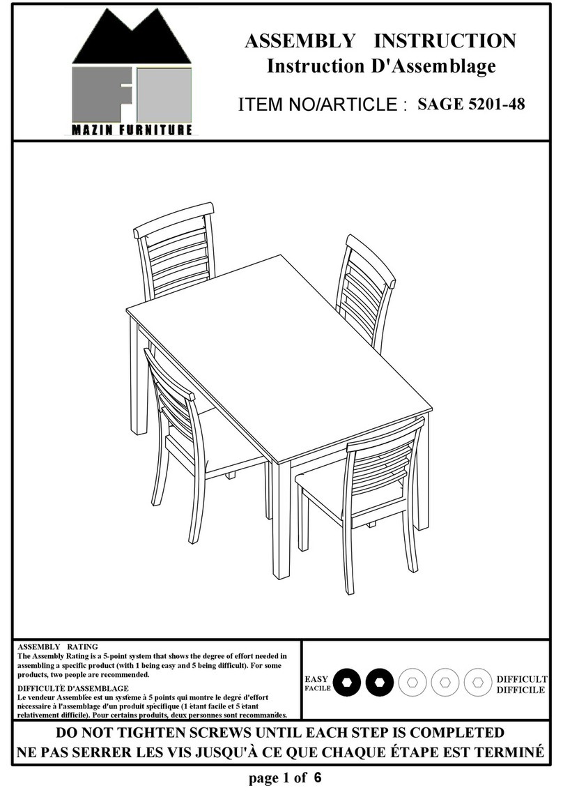 MAZIN FURNITURE SAGE 5201-48 Assembly instruction