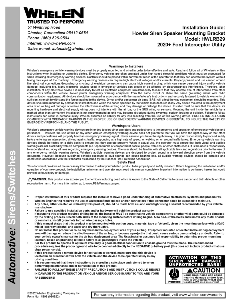 Whelen Engineering Company HWLRB29 installation guide