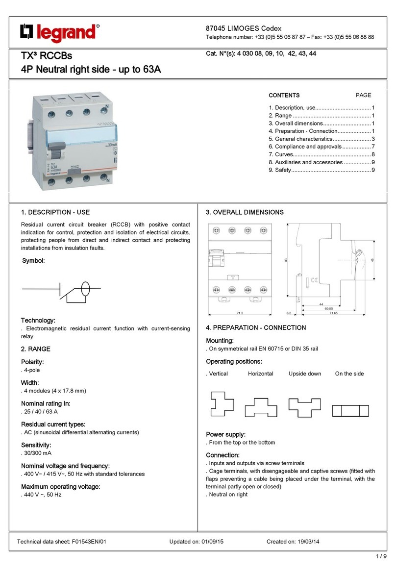 LEGRAND TX3 RCCBs 4 030 08 User manual