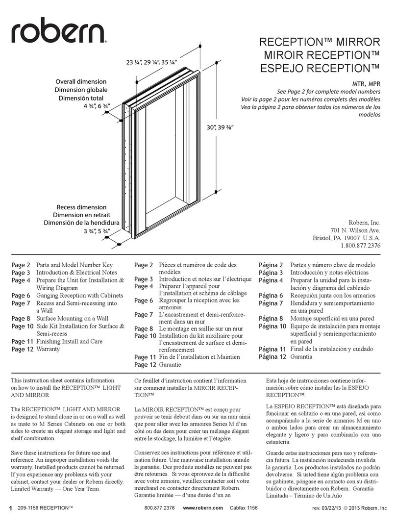 Robern RECEPTION MTR installation guide Robern RECEPTION MTR installation guide