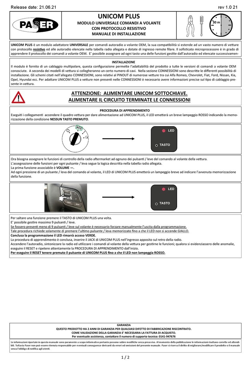 Paser UNICOM PLUS installation manual
