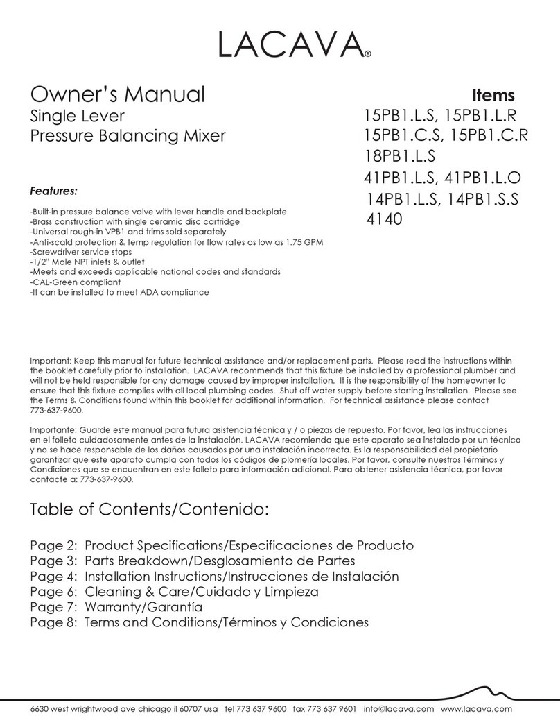 Lacava CIGNO VPB1 Series owner's manual
