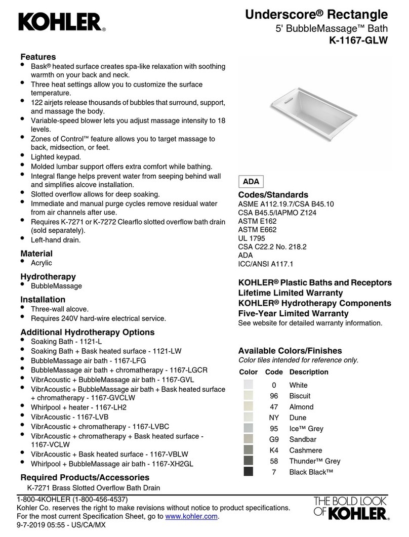 Kohler Underscore K-1167-GLW Detailed Planning Dimensions