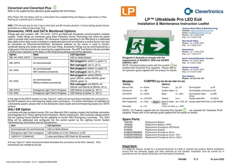 Clevertronics LP Ultrablade Pro CUBPRO Series Installation and operating instructions