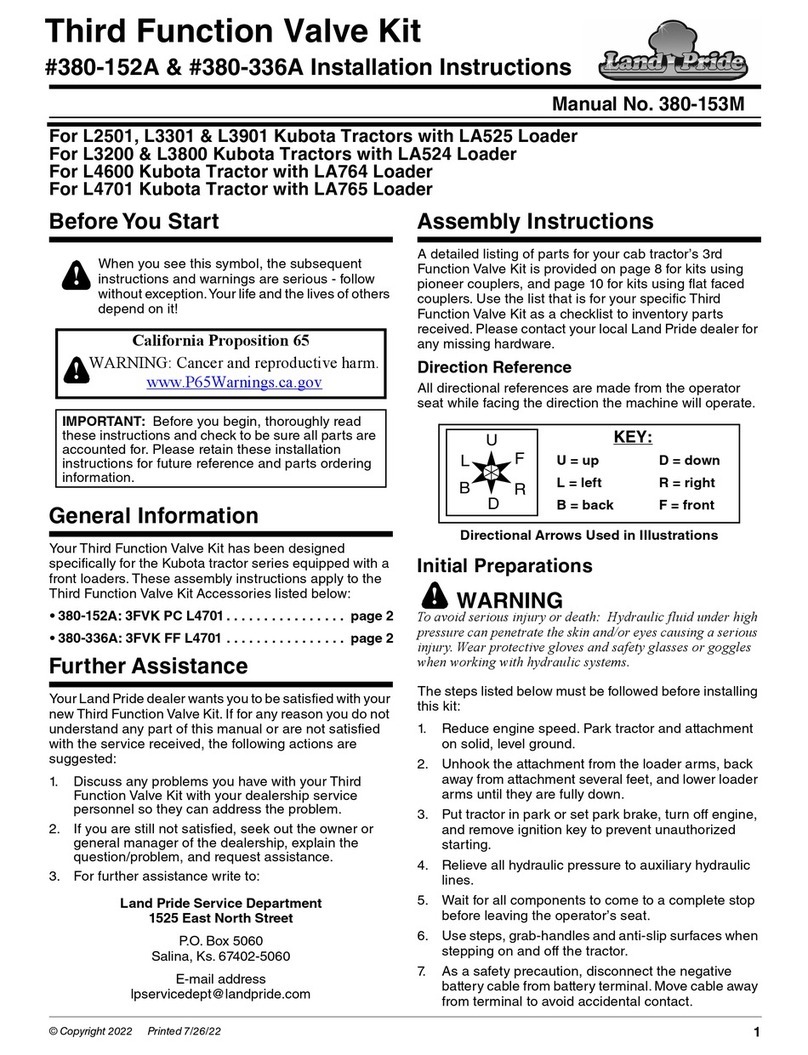 Land Pride 380-152A installation instructions Land Pride 380-152A installation instructions