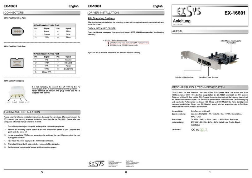 Exsys EX-16601 User manual