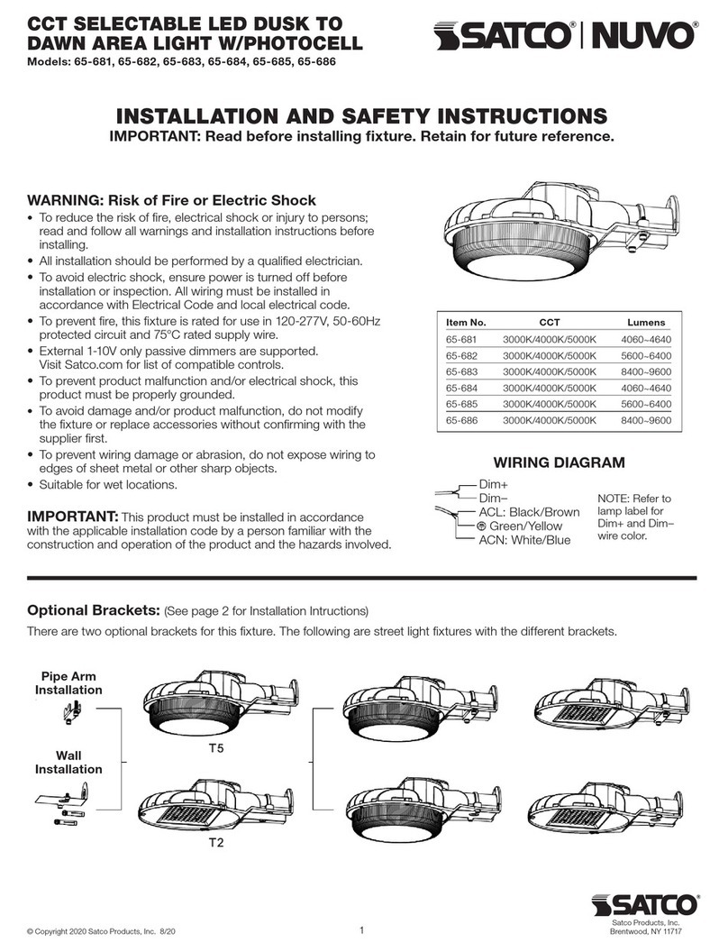 Satco NUVO 65-681 Installation and safety instructions