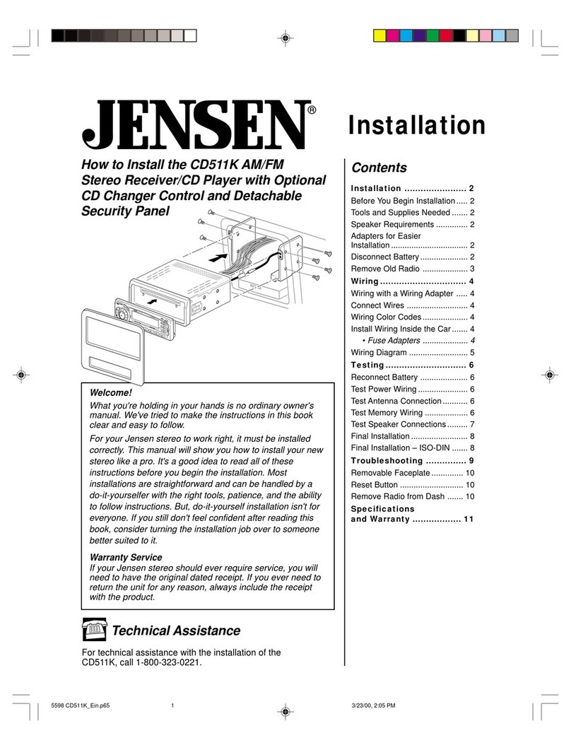 Jensen CD511K Instruction sheet
