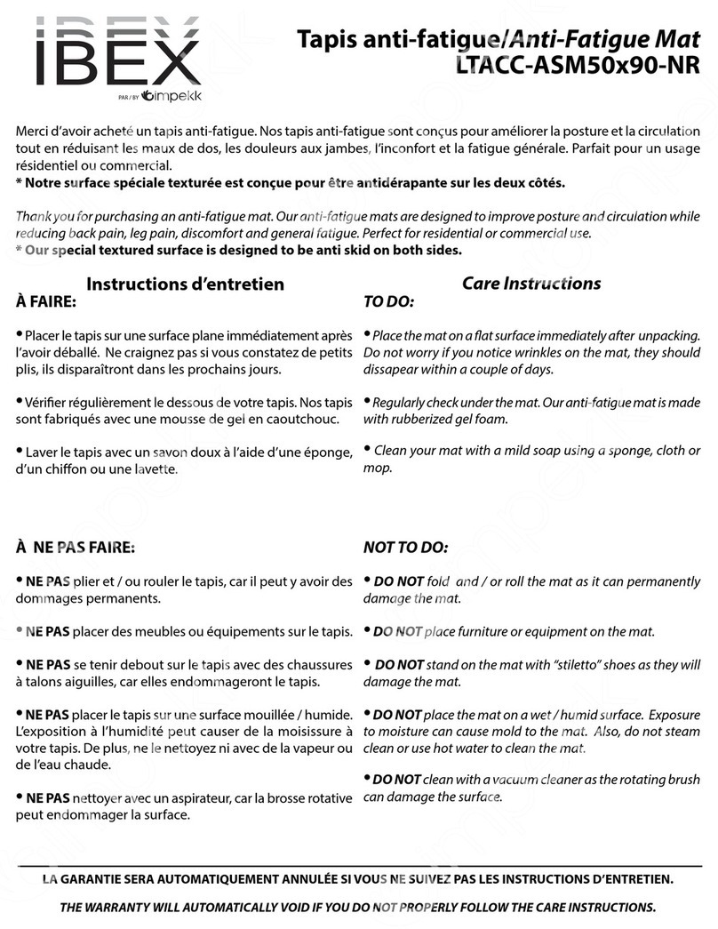 impekk IBEX LTACC-ASM50x90-NR Care Instructions