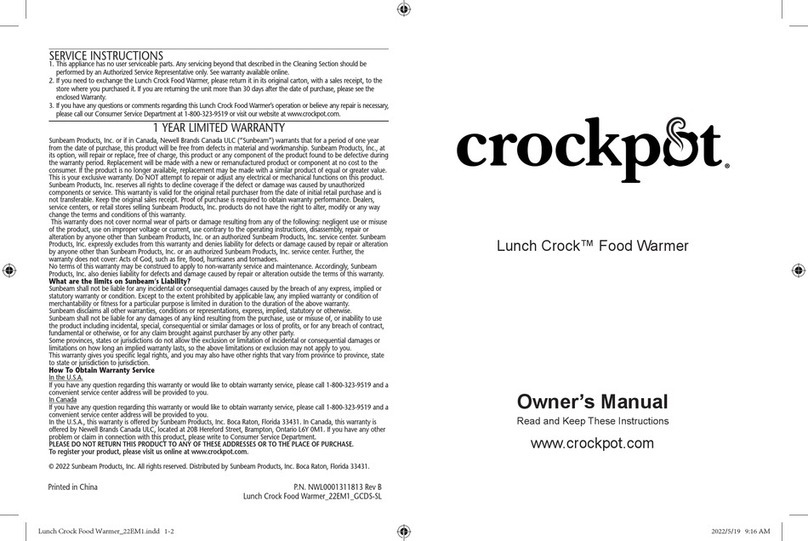 Crock-Pot Lunch Crock owner's manual