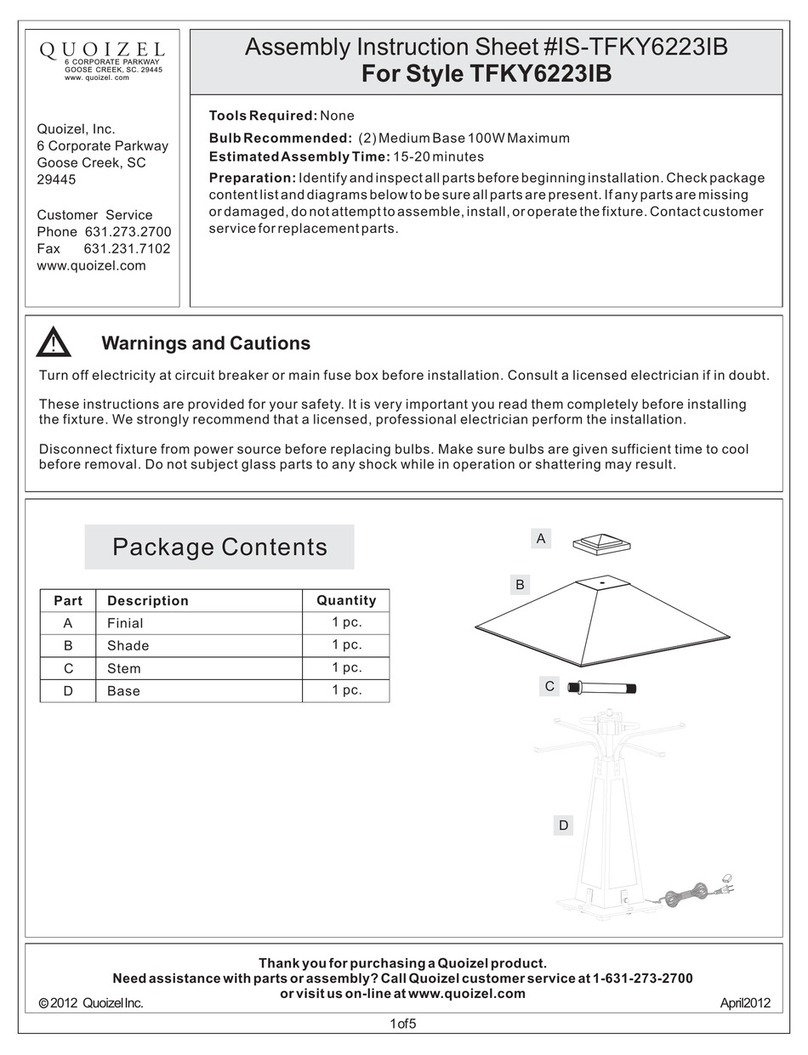 Quoizel TFKY6223IB Assembly instruction sheet