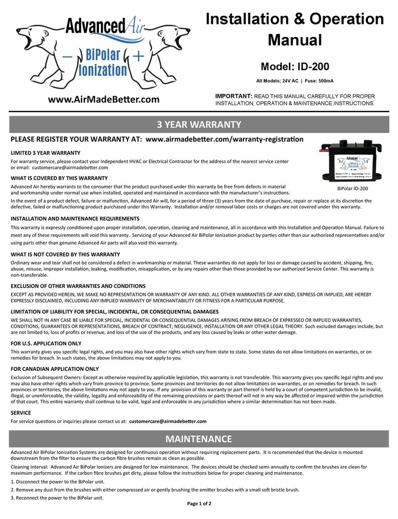 Advanced Air ID-200 Installation & operation manual Advanced Air ID-200 Installation & operation manual